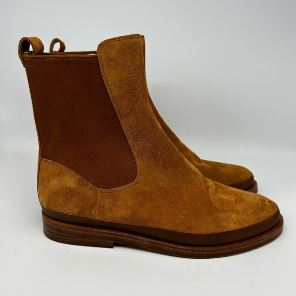 New Vince Cecyl Tan Suede Flat Leather Boots Bootie Size 8.5 - Picture 9 of 13